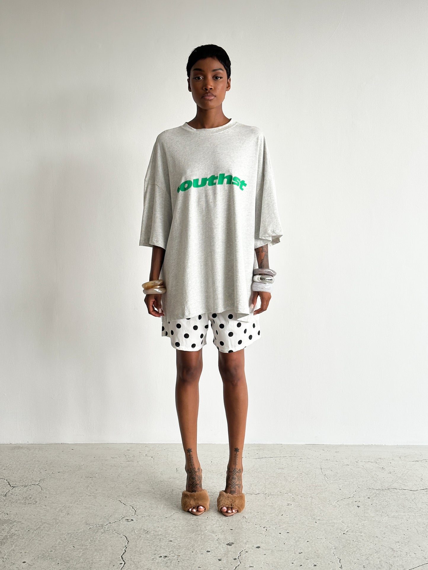 SOUTH TEE - Marl Grey / Green