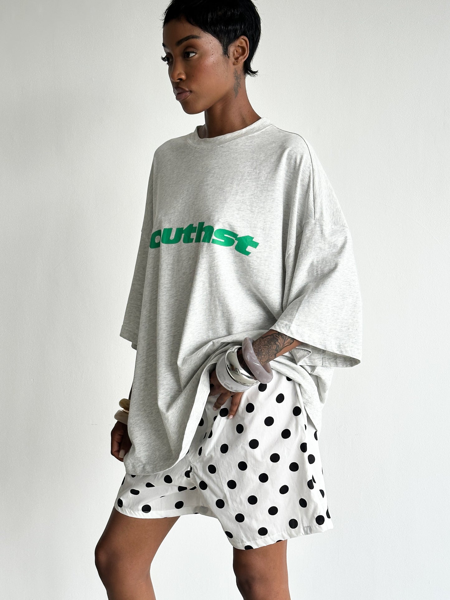 SOUTH TEE - Marl Grey / Green