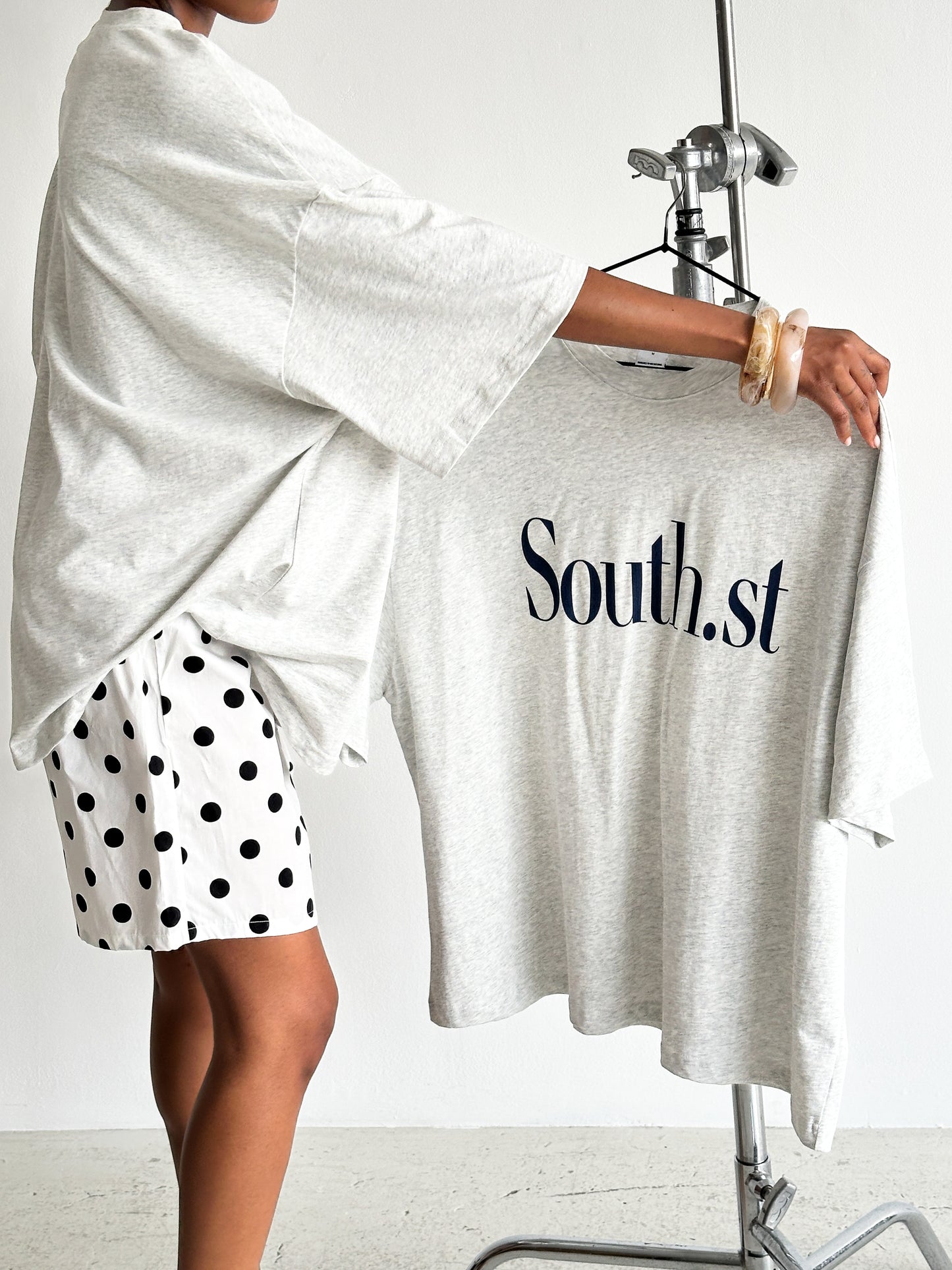 SOUTH TEE - Marl Grey / Navy