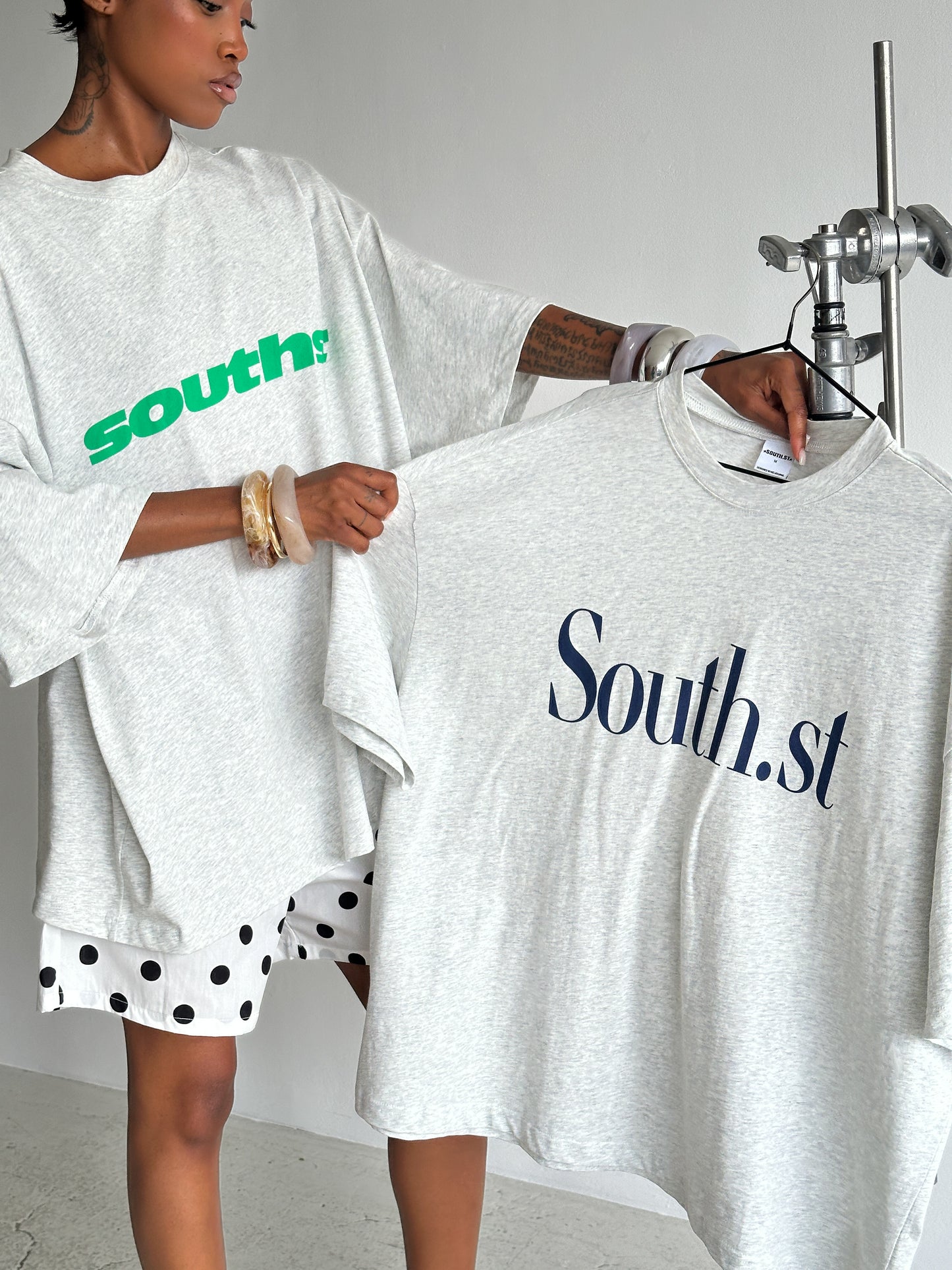 SOUTH TEE - Marl Grey / Green