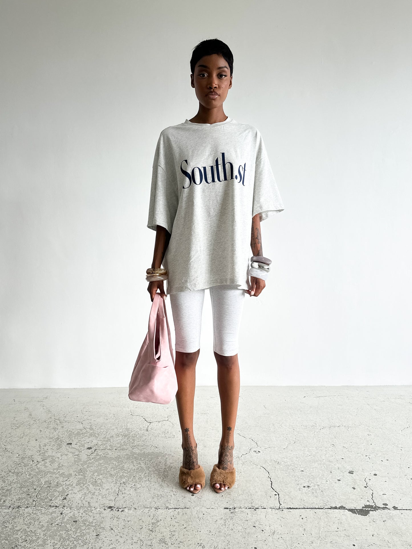 SOUTH TEE - Marl Grey / Navy