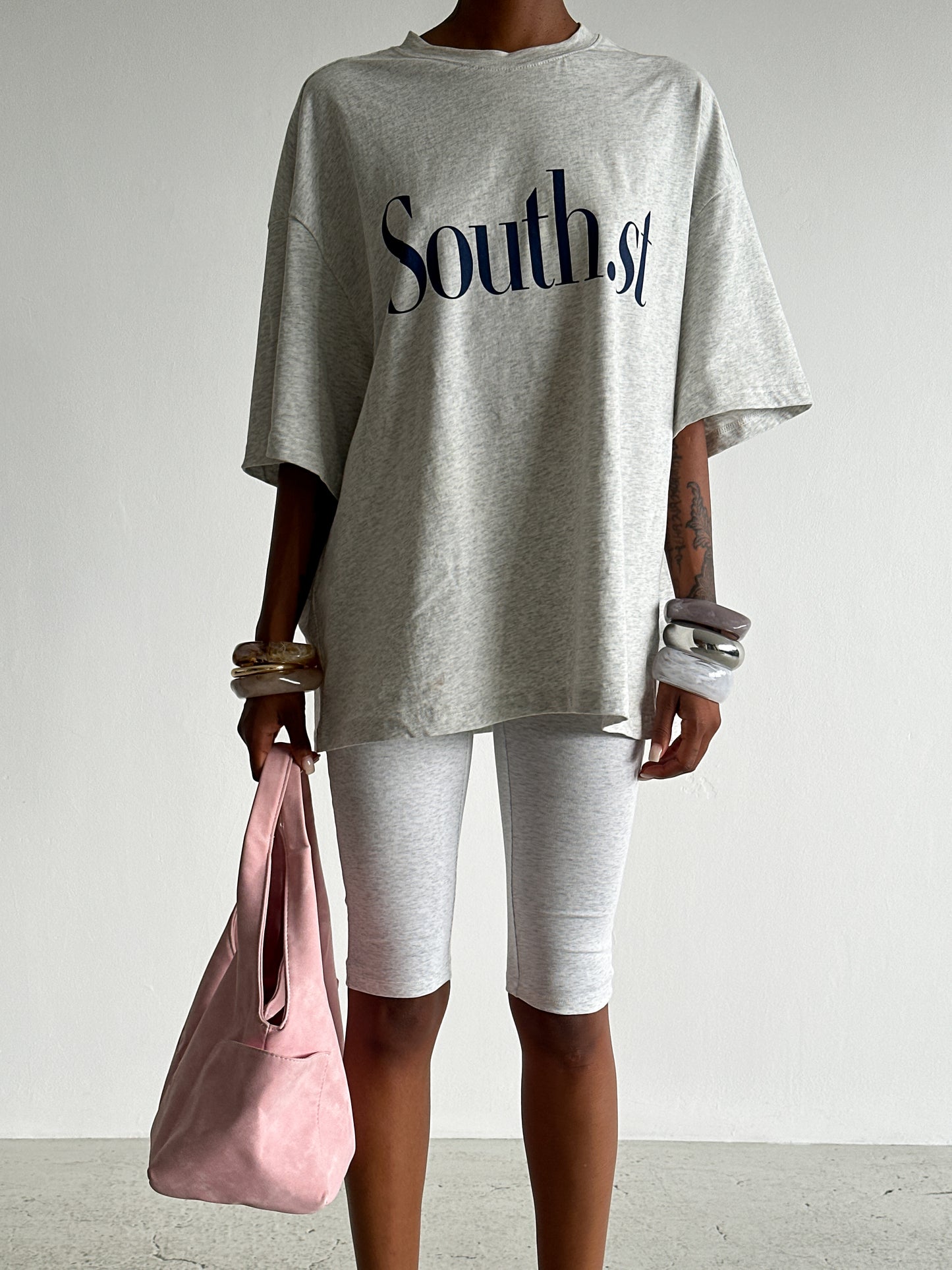 SOUTH TEE - Marl Grey / Navy