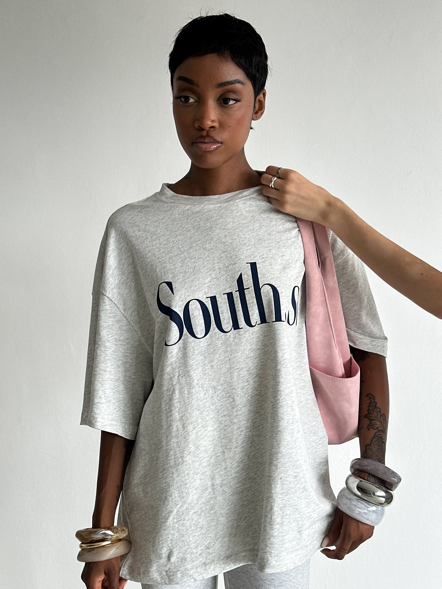 SOUTH TEE - Marl Grey / Navy