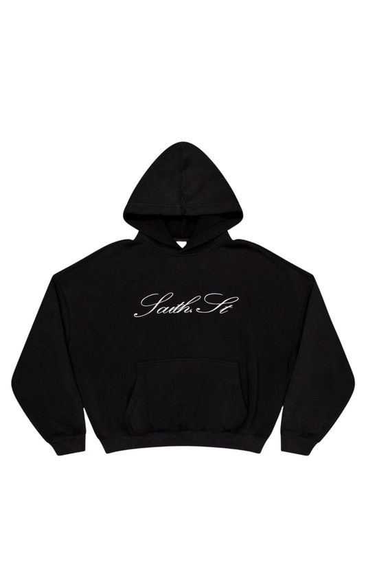 SST SCRIPT HOODY - Washed Black (Pre Order)