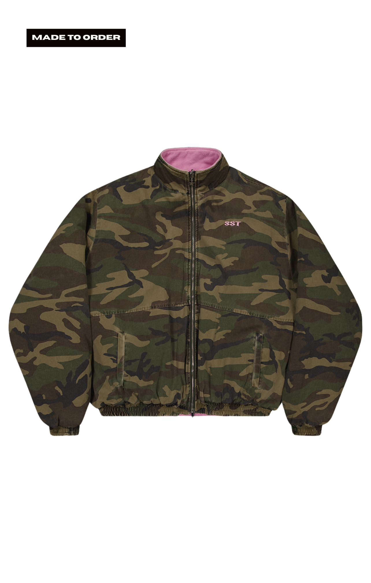 SST REVERSIBLE CAMO/ PINK FLEECE JACKET - MADE TO ORDER