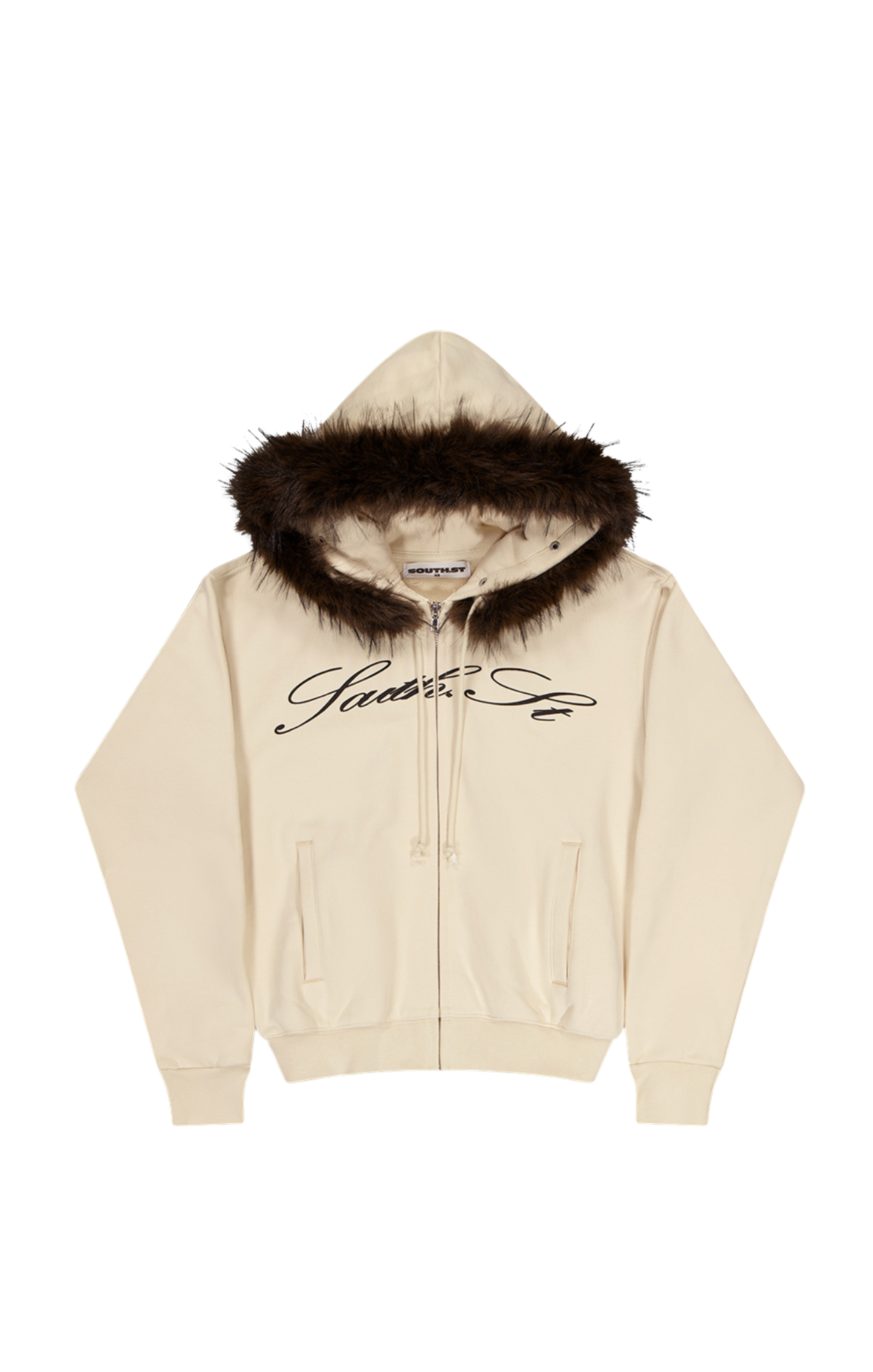 AW FUR TRIM SHRUNKEN HOODY