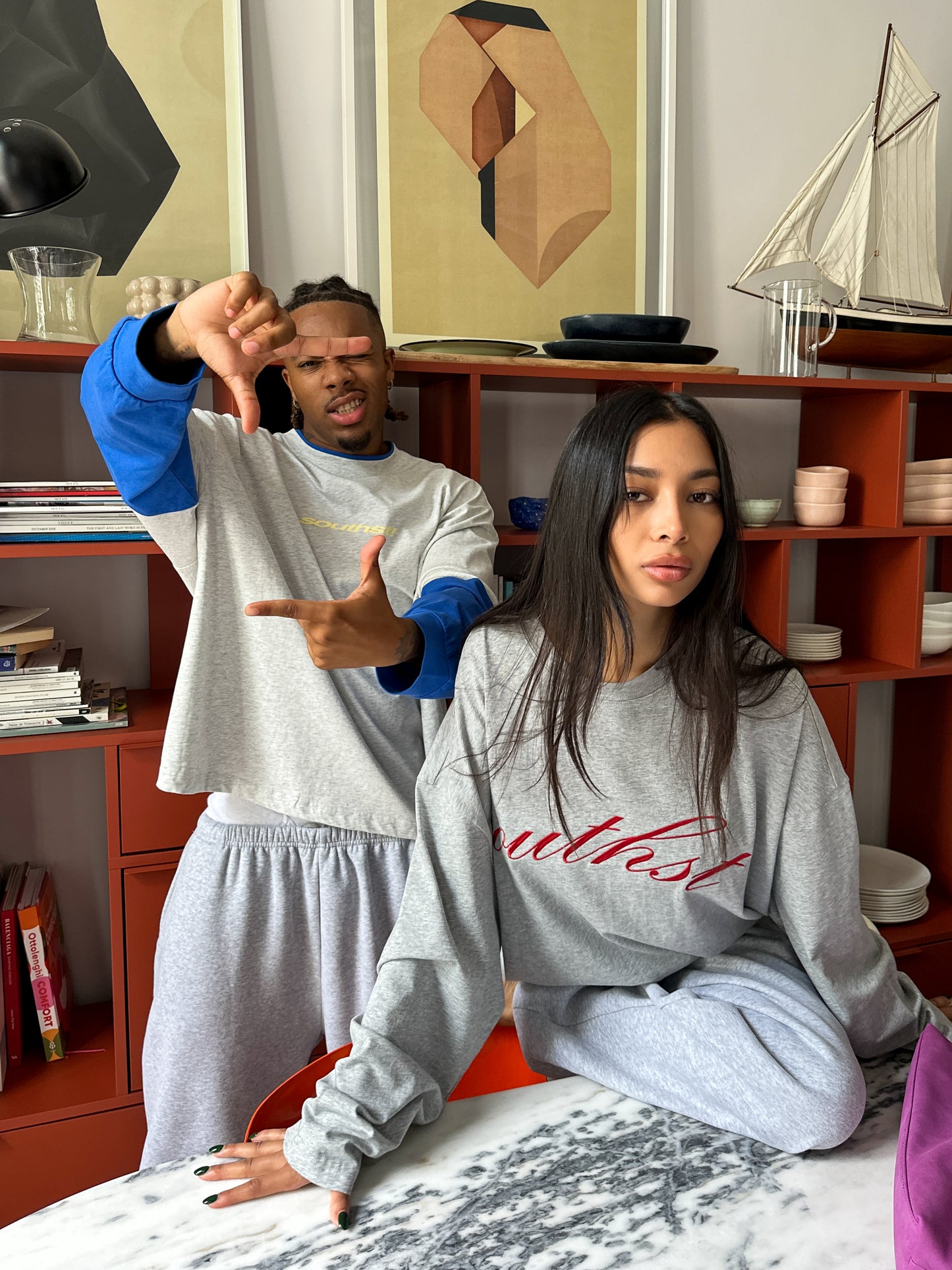 SST EMBROIDERED LONG SLEEVE - Grey / Red