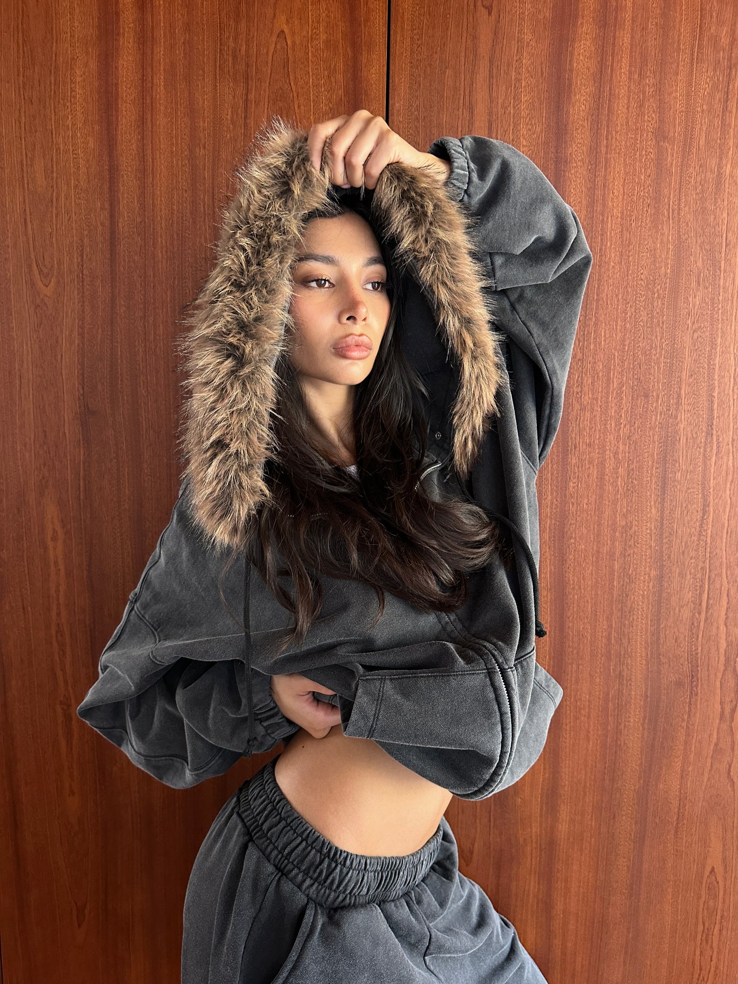 AW FUR TRIM HOODY
