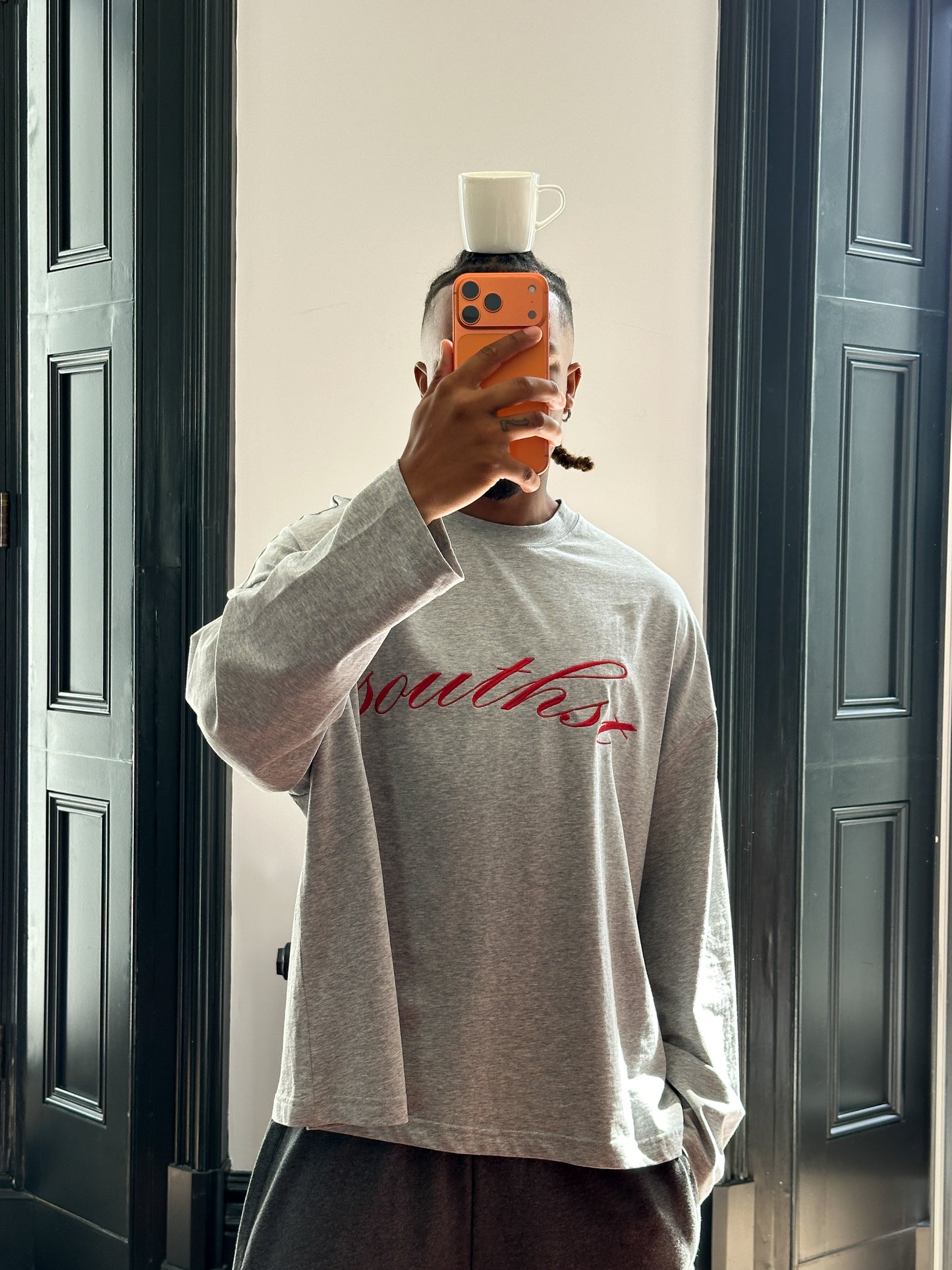 SST EMBROIDERED LONG SLEEVE - Grey / Red