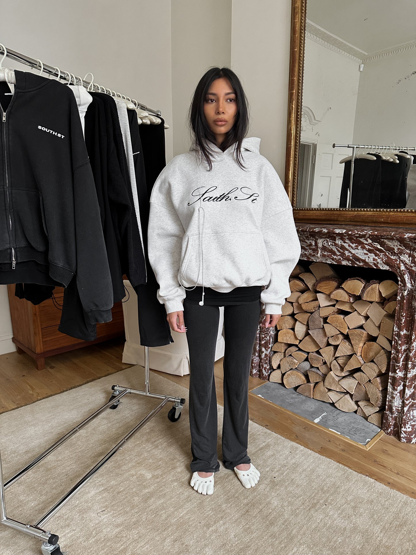 SST SCRIPT HOODY - Marl Grey