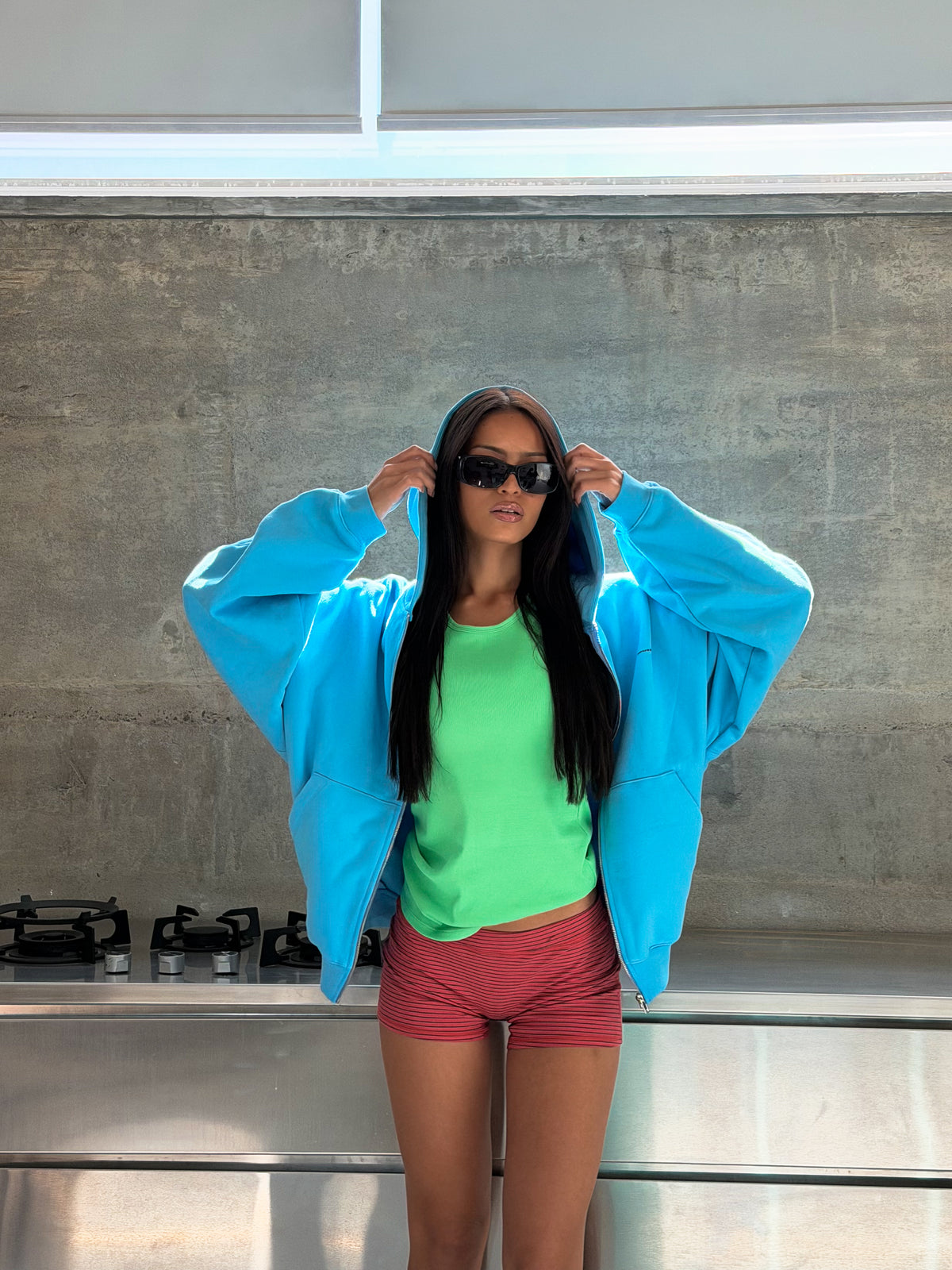 STUDIO ZIP HOODY - Blue