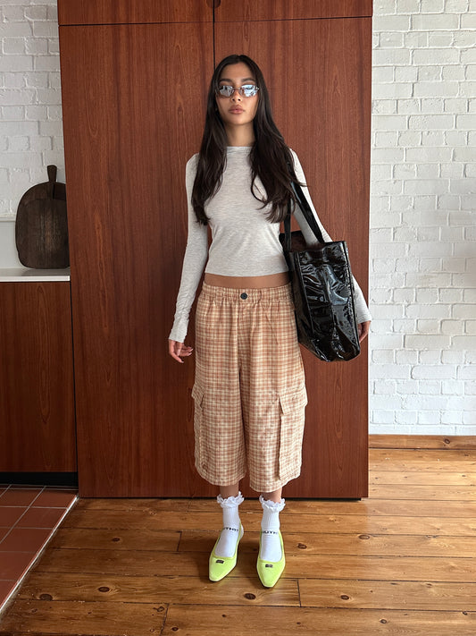 AW OVERSIZED CHECKED SHORTS