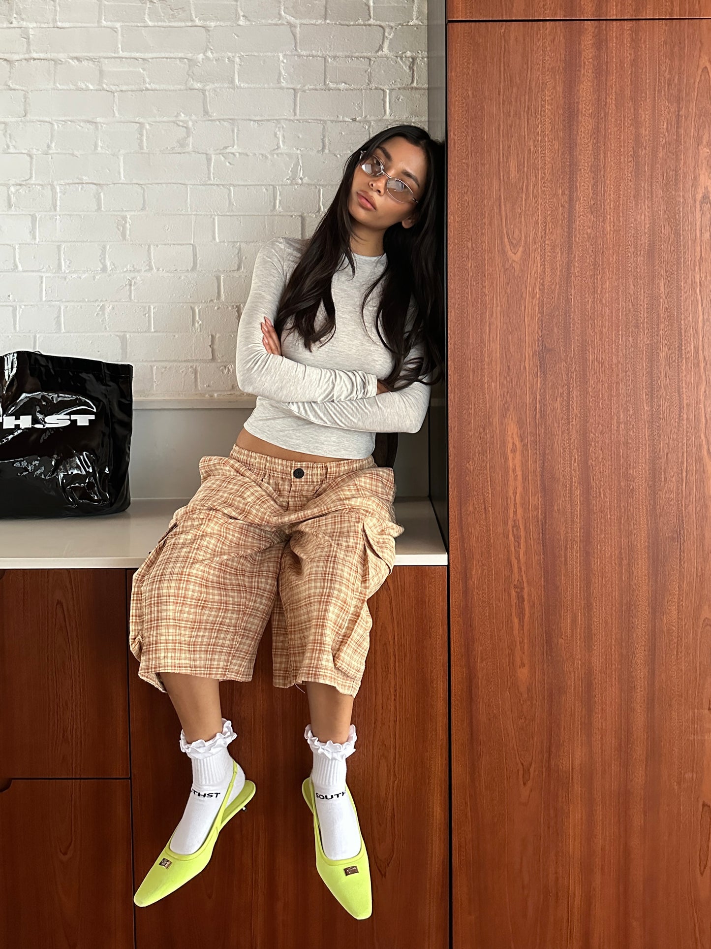 AW OVERSIZED CHECKED SHORTS