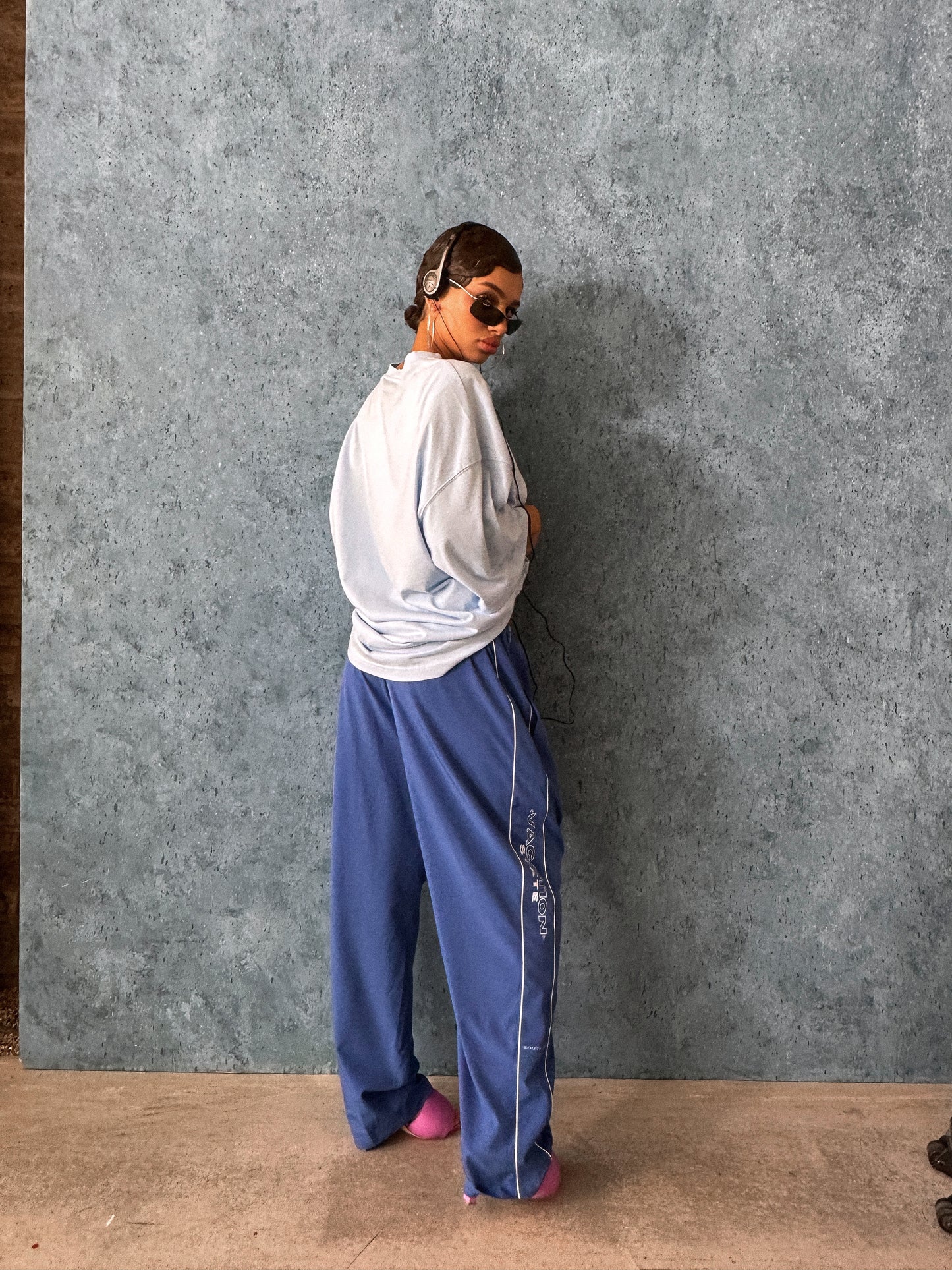 "VACATION" STATE TRACK PANTS - Blue