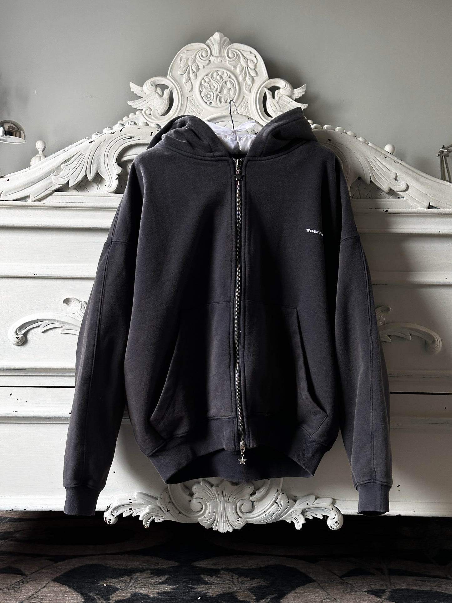 FORM ZIP HOODY - Antique navy black