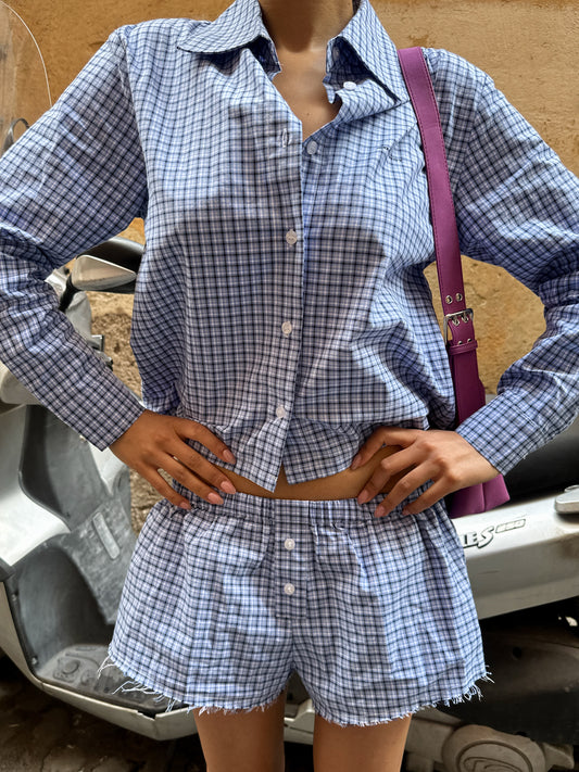SST ROME CHECK SHORTS - Blue