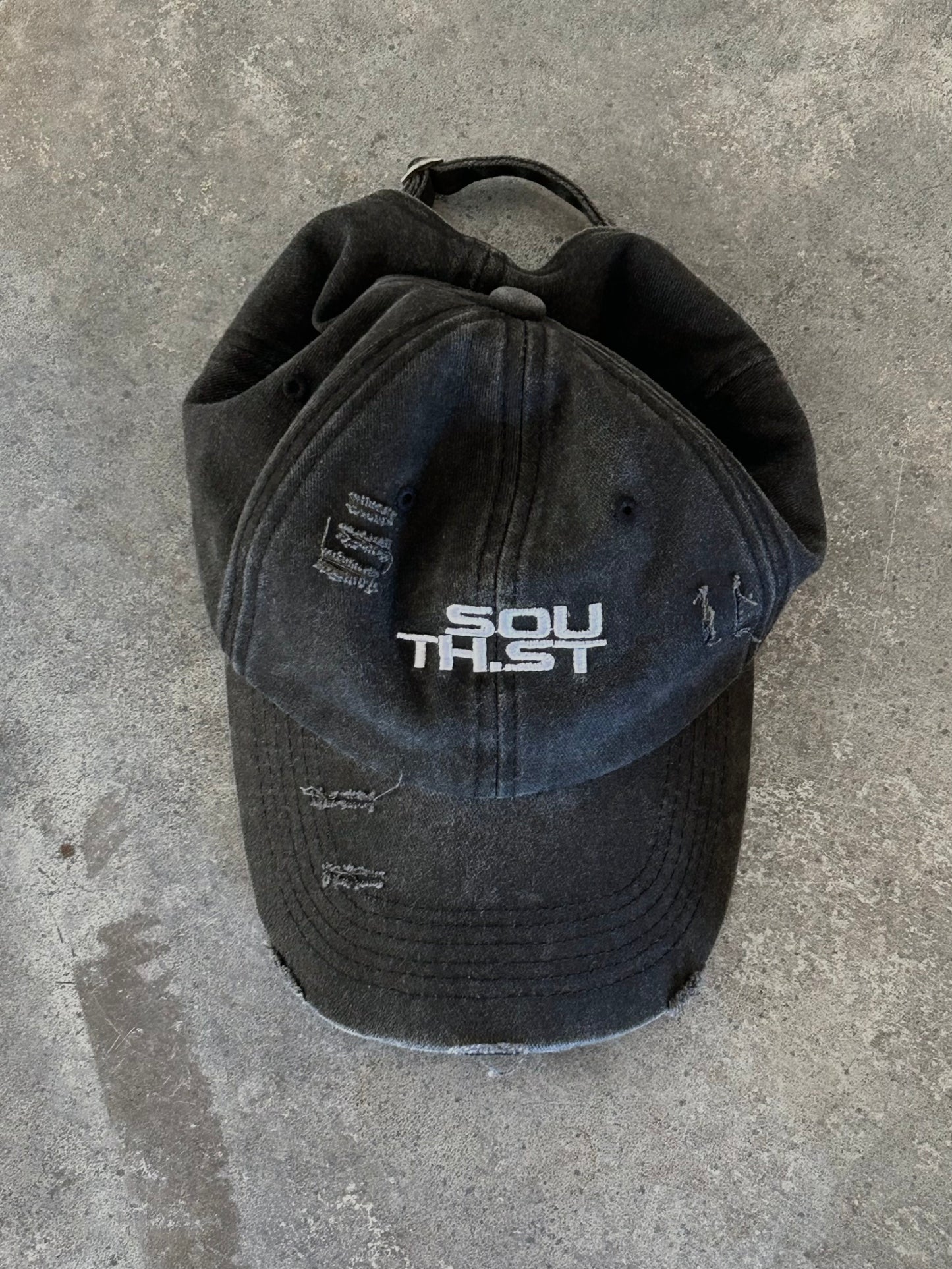 Distressed top dad cap
