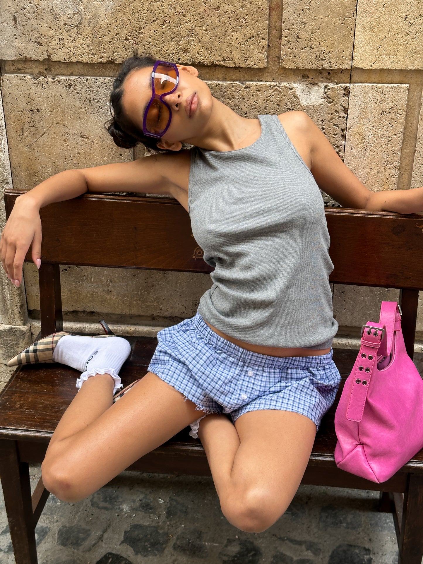 SST ROME CHECK SHORTS - Blue