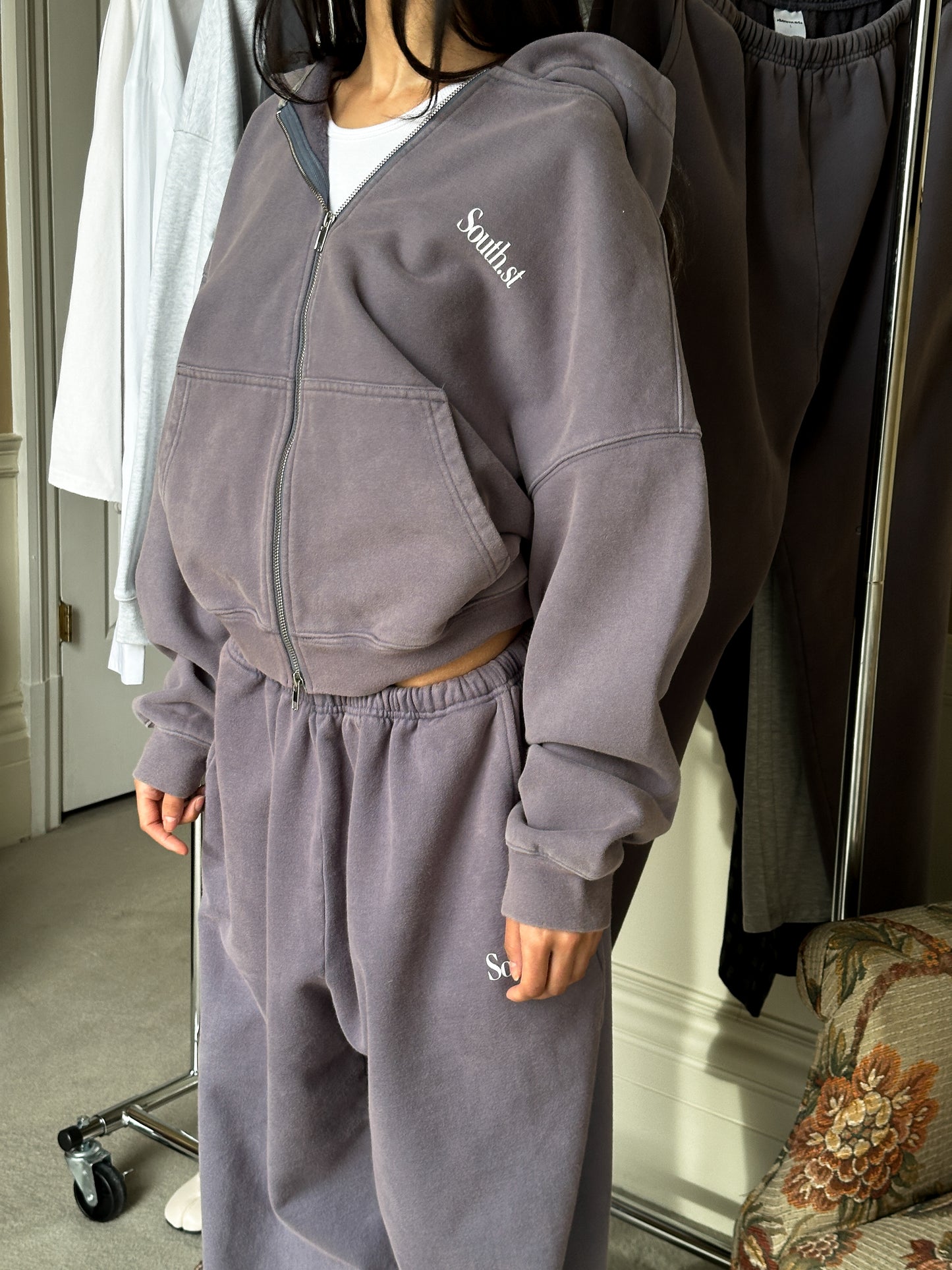 SST ZIP HOODY - Washed Navy Grey