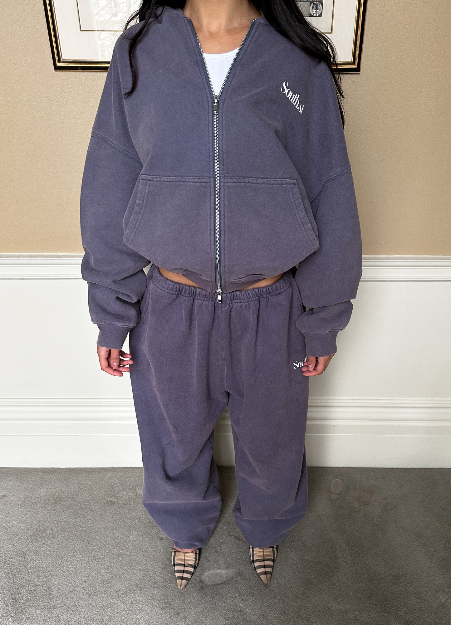 SST ZIP HOODY - Washed Navy Grey