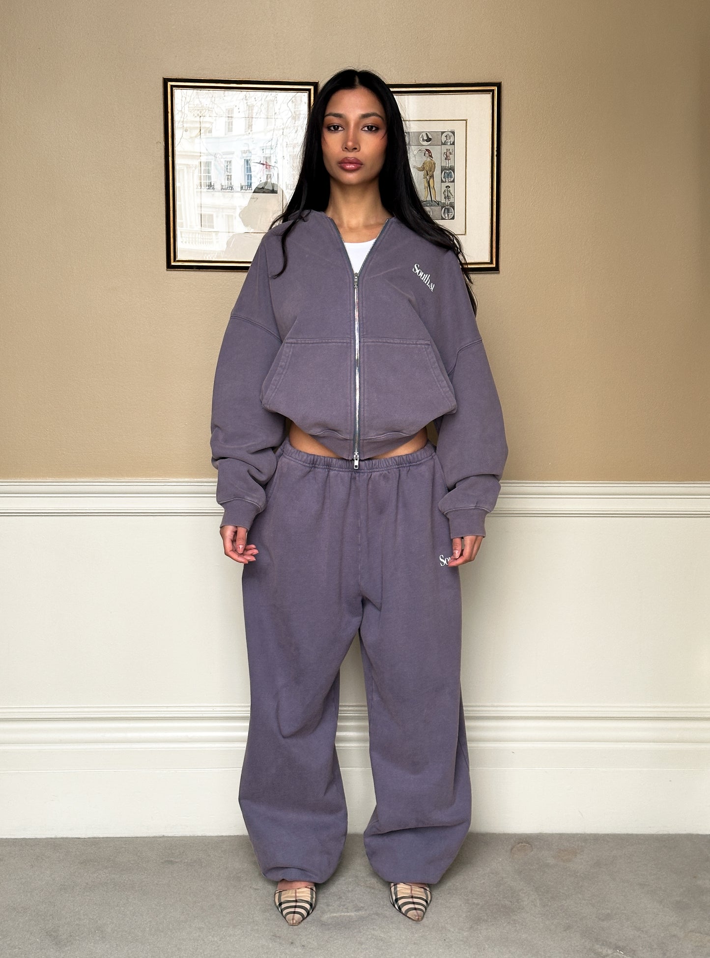 SST ZIP HOODY - Washed Navy Grey