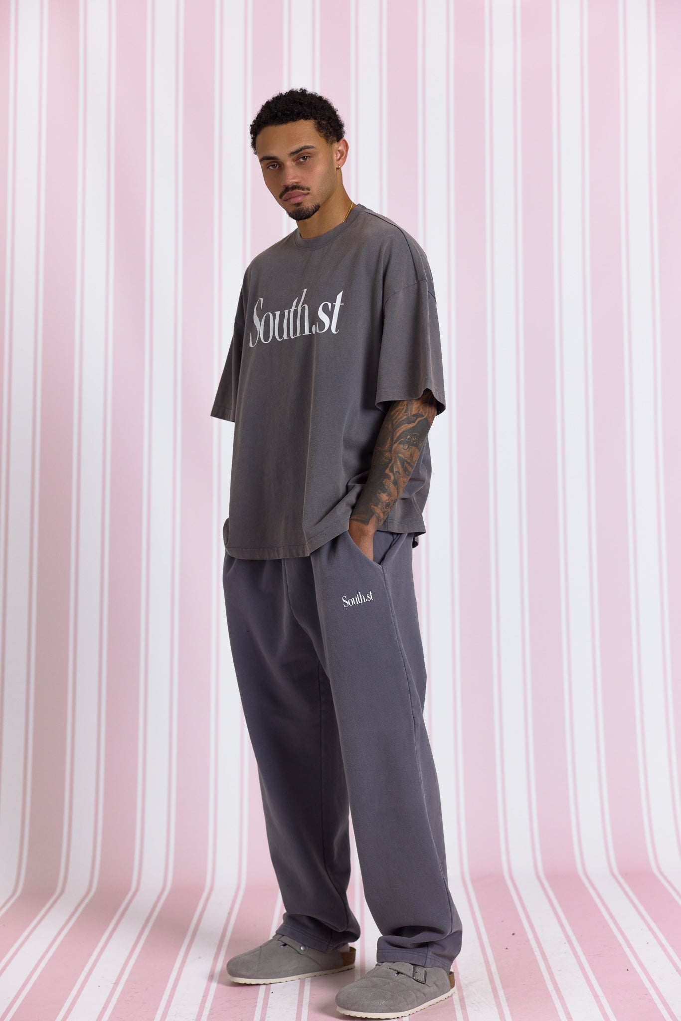 SST CUFFED SWEATPANTS - Washed Navy Grey