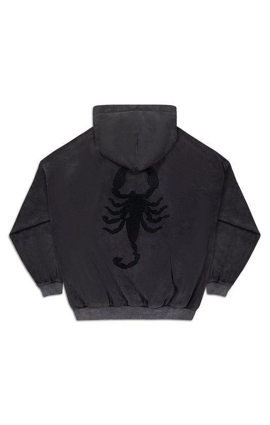 "STING" HOODY - Washed Black